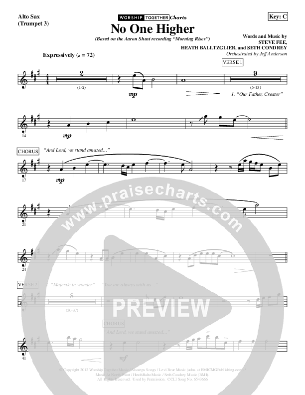 No One Higher Alto Sax (Aaron Shust)