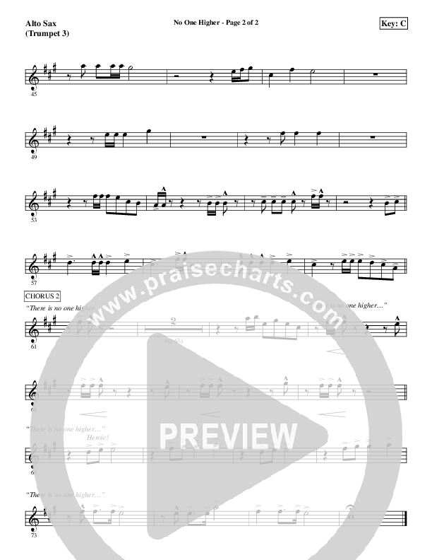 No One Higher Alto Sax (Aaron Shust)