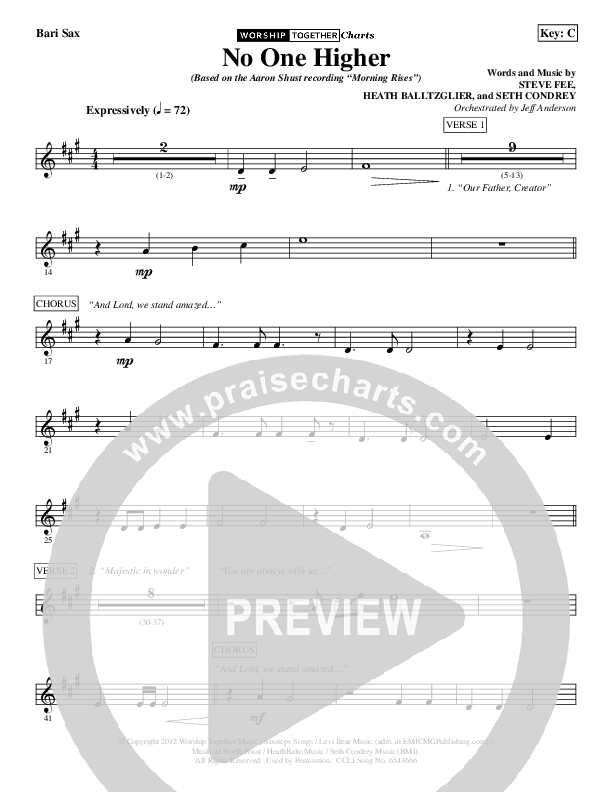 No One Higher Bari Sax (Aaron Shust)