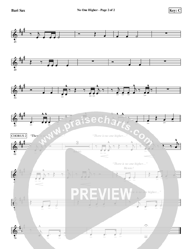 No One Higher Bari Sax (Aaron Shust)