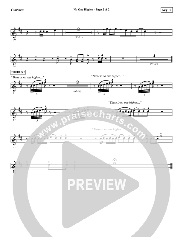 No One Higher Clarinet (Aaron Shust)