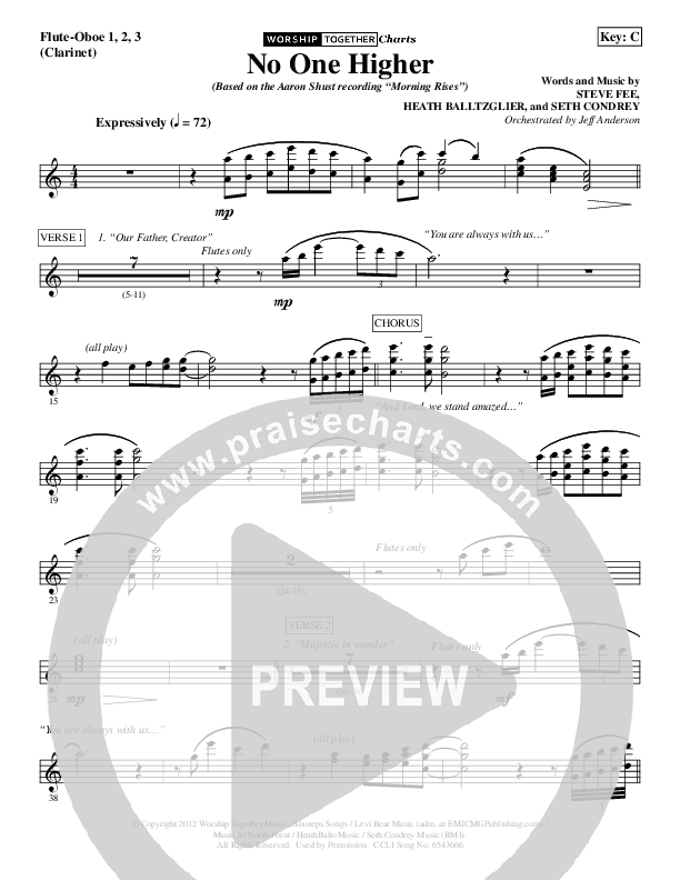 No One Higher Flute/Oboe (Aaron Shust)