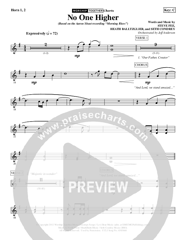 No One Higher French Horn 1/2 (Aaron Shust)