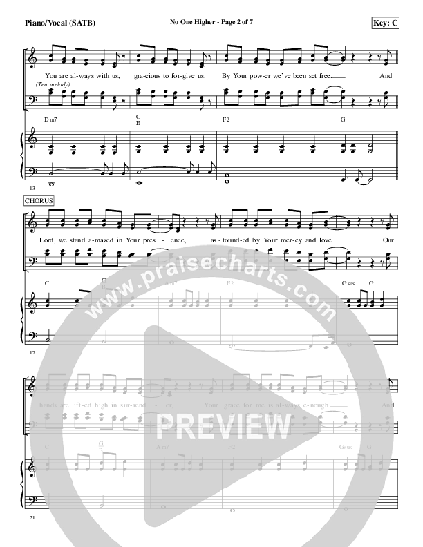 No One Higher Piano/Vocal (SATB) (Aaron Shust)