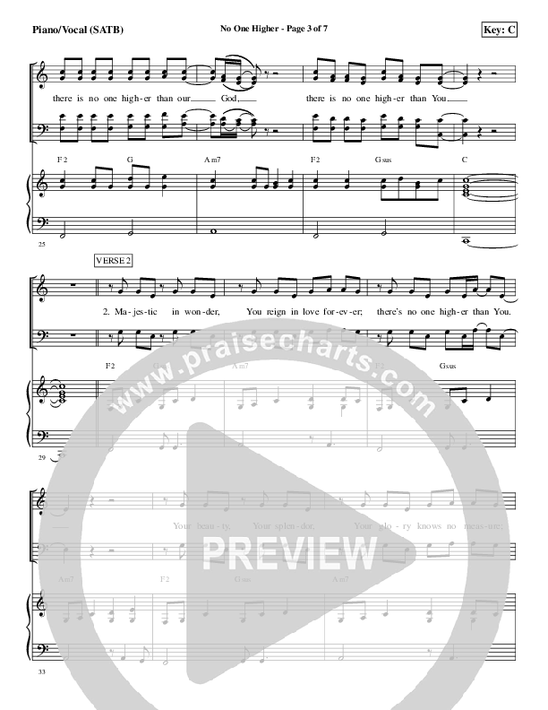 No One Higher Piano/Vocal (SATB) (Aaron Shust)