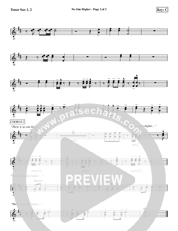 No One Higher Tenor Sax 1/2 (Aaron Shust)