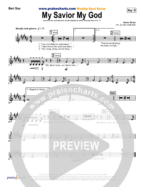 My Savior My God Bari Sax (Aaron Shust)