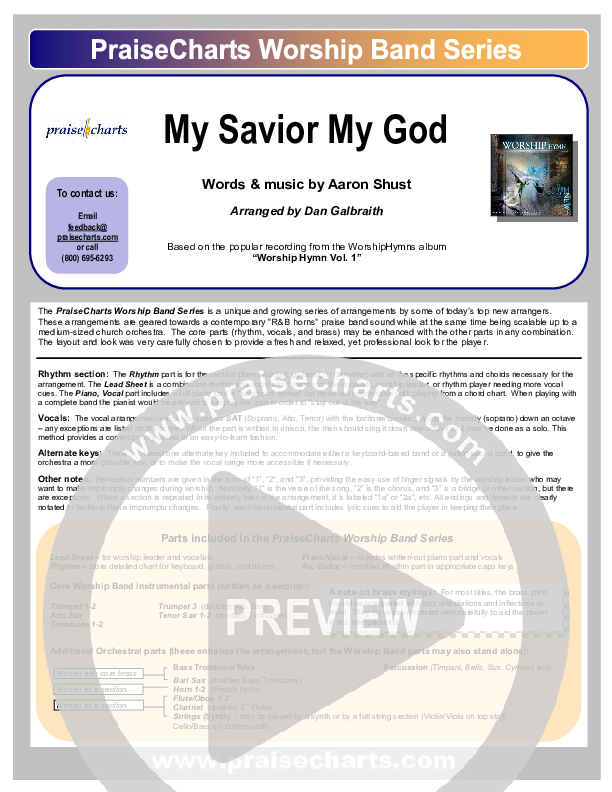 My Savior My God Cover Sheet (Aaron Shust)
