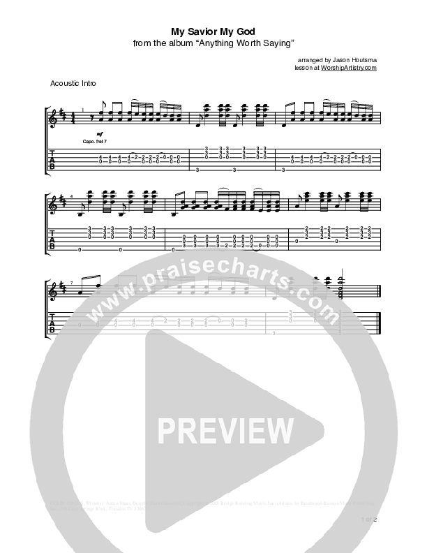 My Savior My God Guitar Tab (Aaron Shust)