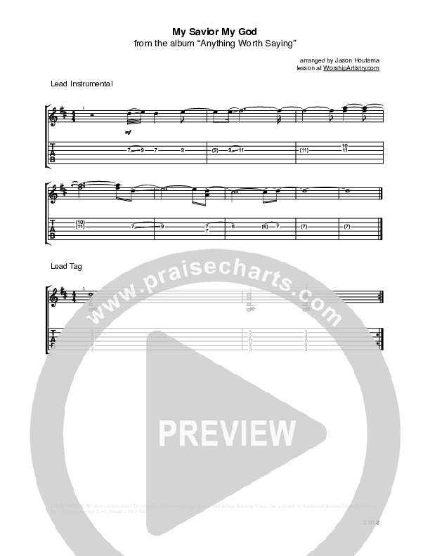My Savior My God Guitar Tab (Aaron Shust)