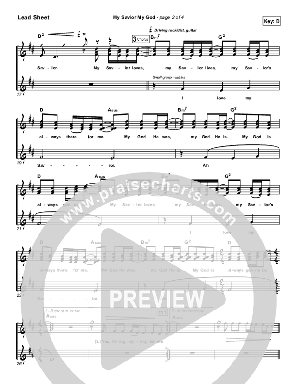My Savior My God Lead Sheet (Aaron Shust)
