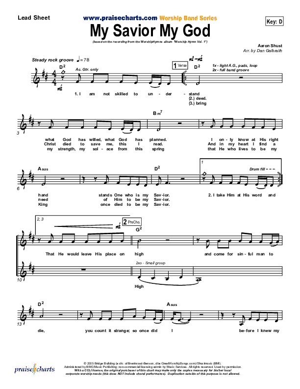My Savior My God Lead Sheet (SAT) (Aaron Shust)