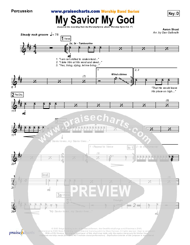 My Savior My God Percussion (Aaron Shust)