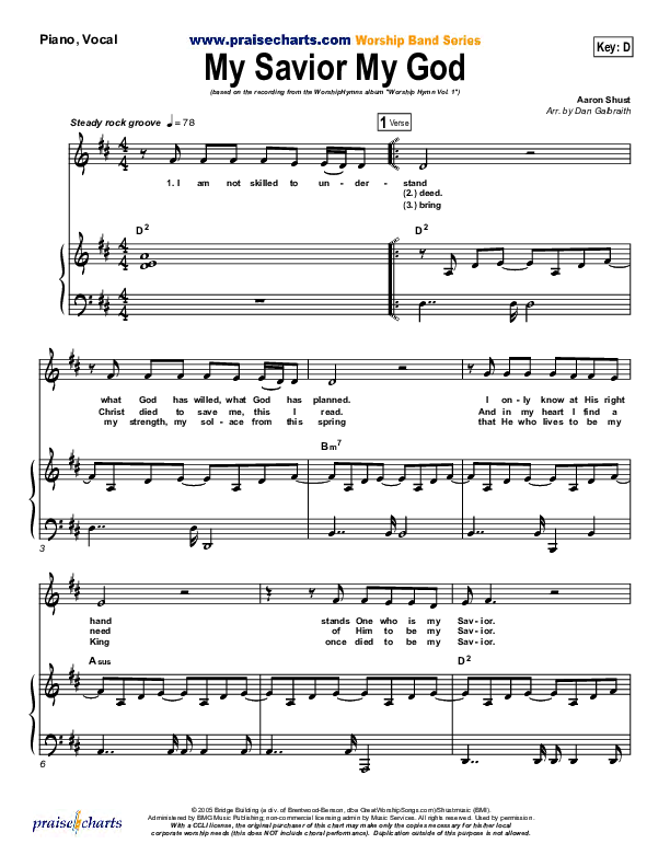 My Savior My God Piano/Vocal & Lead (Aaron Shust)