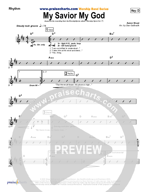 My Savior My God Rhythm Chart (Aaron Shust)