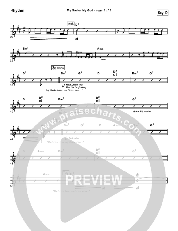 My Savior My God Rhythm Chart (Aaron Shust)