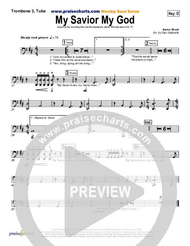 My Savior My God Trombone 3/Tuba (Aaron Shust)
