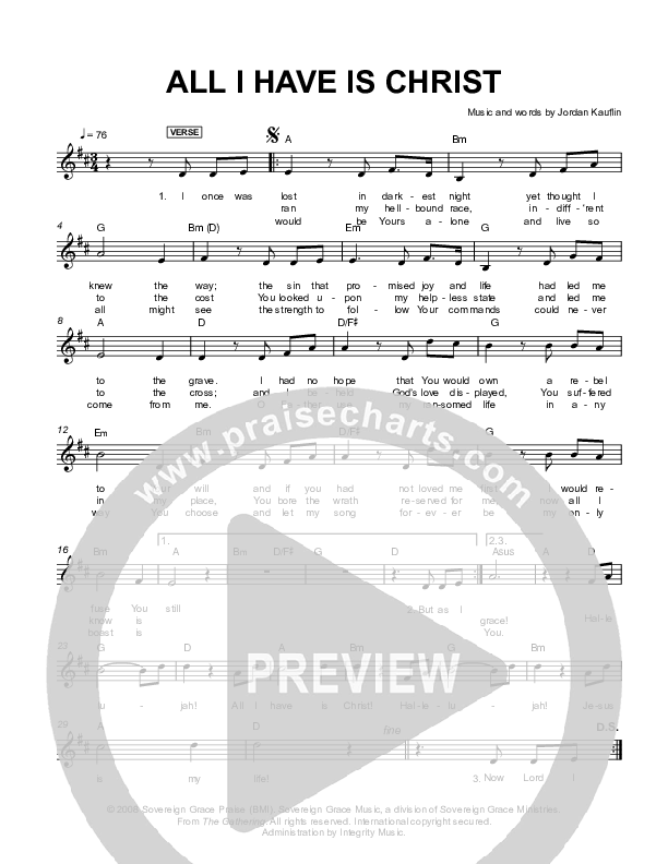 All I Have Is Christ Lead Sheet (Charmaine Carrasco)
