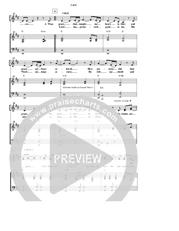 Amazing Grace (My Chains Are Gone) Piano/Vocal (Candi Pearson Shelton)