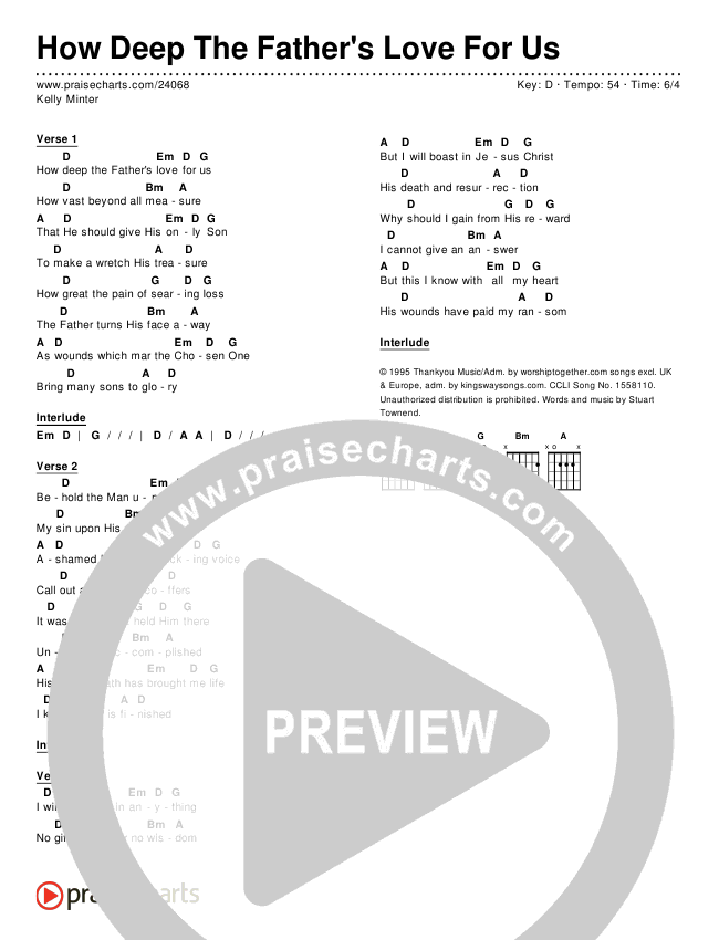 How Deep The Father's Love For Us Chords & Lyrics (Kelly Minter)