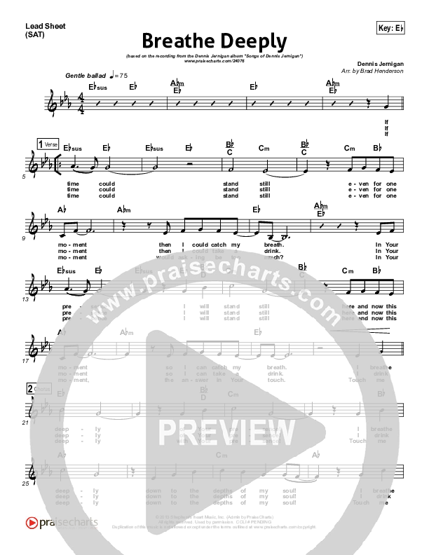 Breathe Deeply Lead Sheet (Dennis Jernigan)