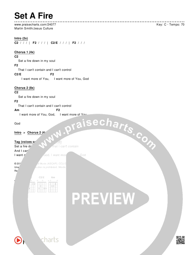 Set A Fire Chords & Lyrics (Martin Smith / Jesus Culture)