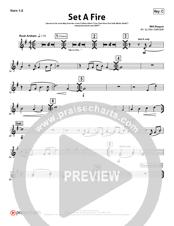 Set A Fire French Horn 1/2 (Martin Smith / Jesus Culture)