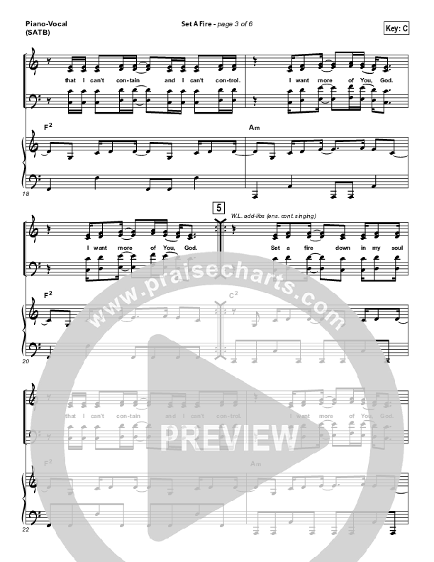 Set A Fire Piano/Vocal (SATB) (Martin Smith / Jesus Culture)