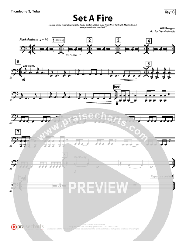 Set A Fire Trombone 3/Tuba (Martin Smith / Jesus Culture)