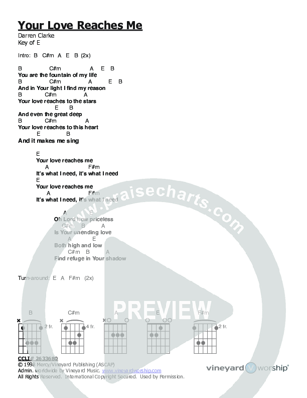 Your Love Reaches Me Chords & Lyrics (Vineyard Worship)
