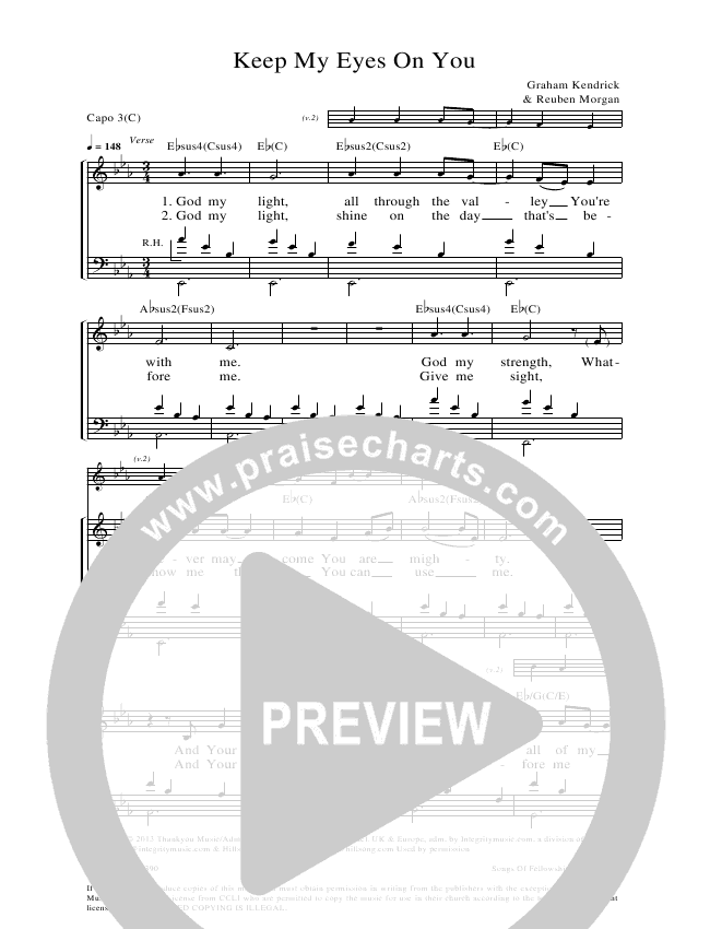 Keep My Eyes On You Sheet Music Pdf Graham Kendrick Reuben Morgan Praisecharts