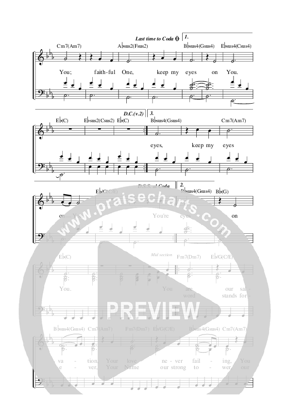 Keep My Eyes On You Piano/Vocal (Graham Kendrick / Reuben Morgan)