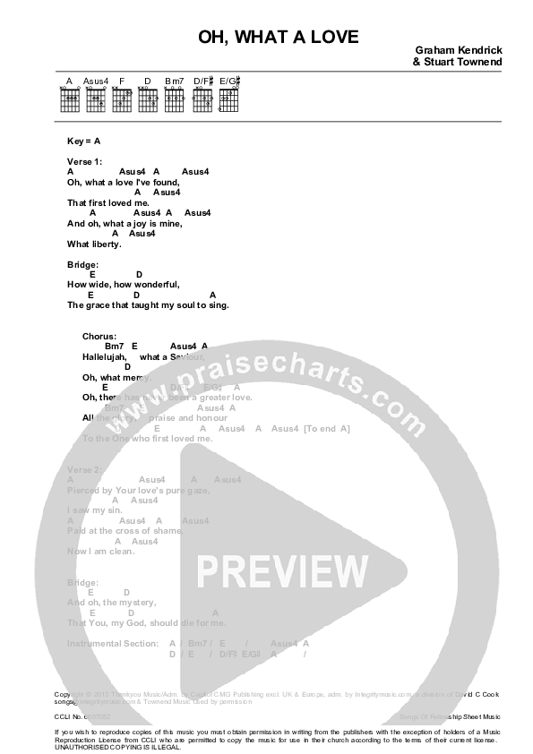 Oh What A Love Chords & Lyrics (Graham Kendrick / Stuart Townend)