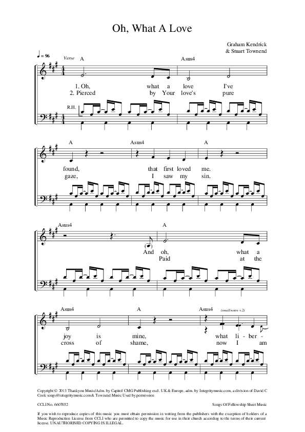 Oh What A Love Piano/Vocal (Graham Kendrick / Stuart Townend)