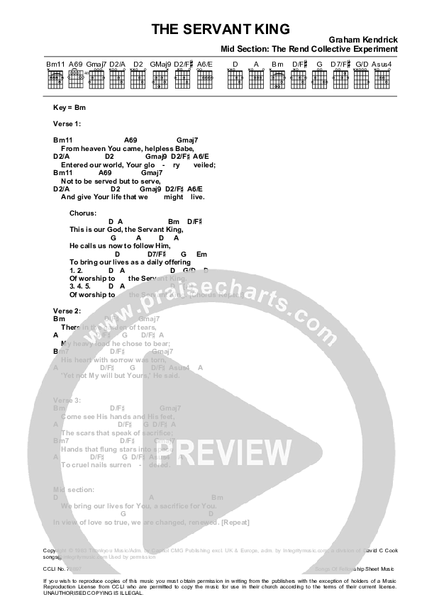 The Servant King Chord Chart (Graham Kendrick / Rend Collective)