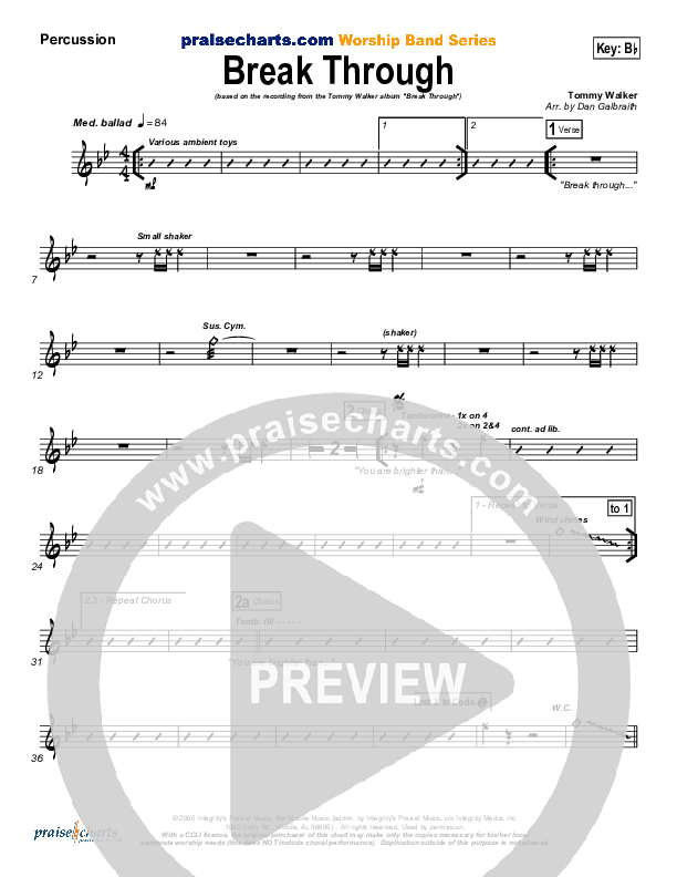 Break Through Percussion (Tommy Walker)