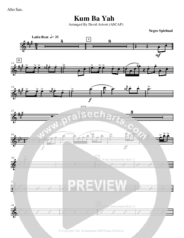 Kum Ba Yah (Instrumental) Alto Sax (David Arivett)