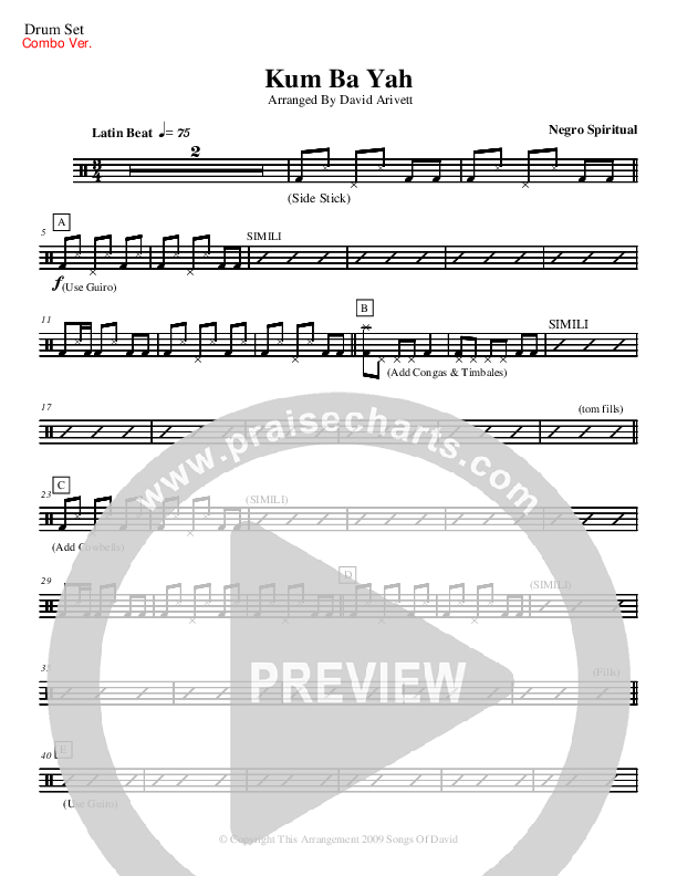Kum Ba Yah (Instrumental) Drum Set (David Arivett)