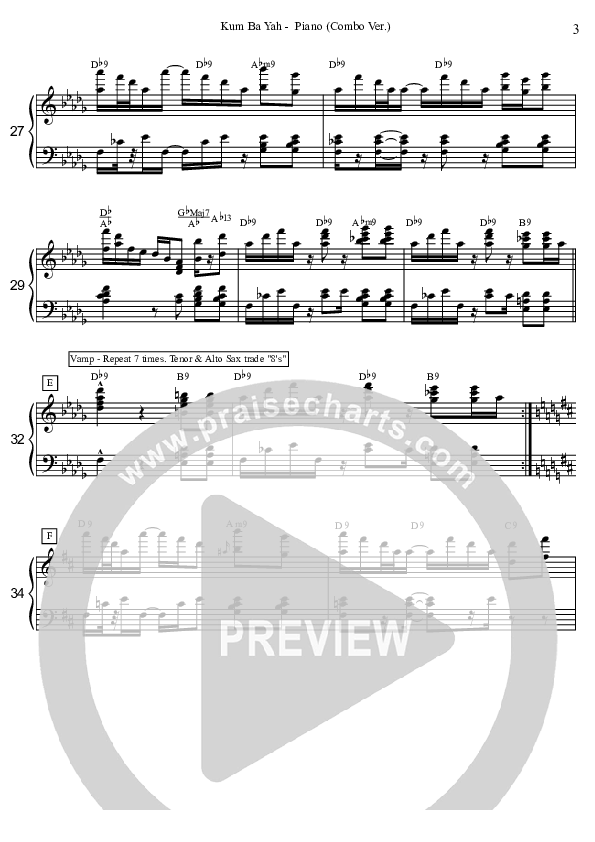 Kum Ba Yah (Instrumental) Piano Sheet (David Arivett)