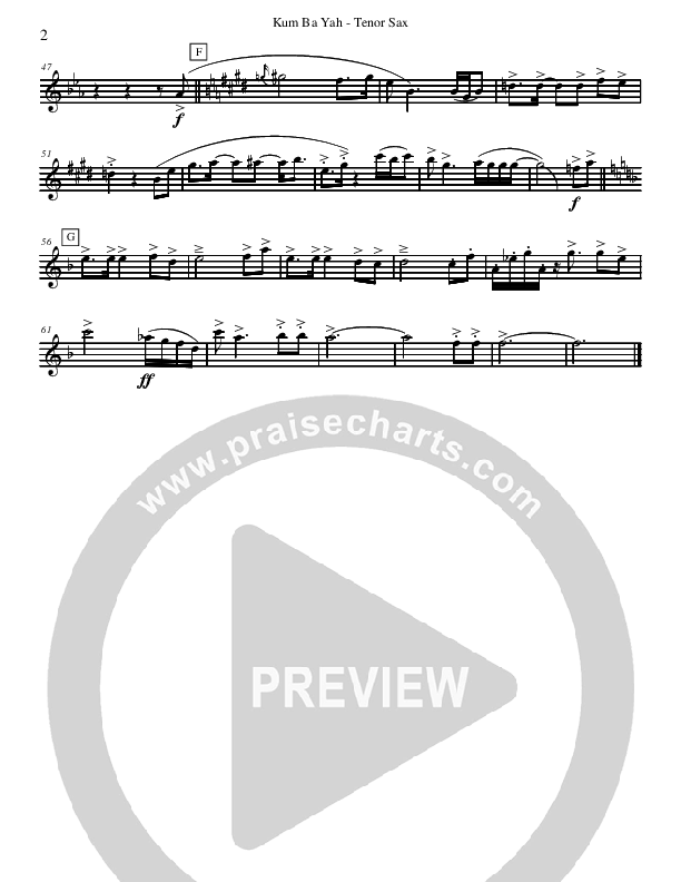 Kum Ba Yah (Instrumental) Tenor Sax 2 (David Arivett)