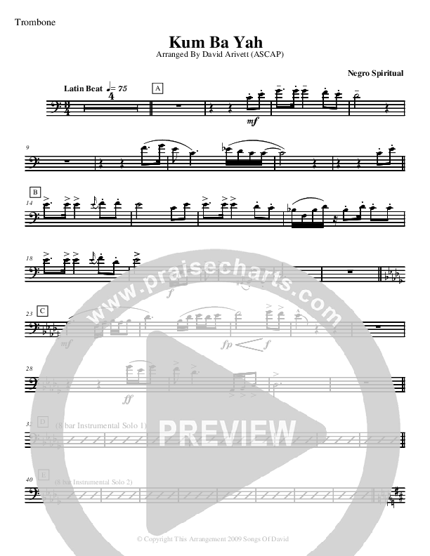 Kum Ba Yah (Instrumental) Trombone (David Arivett)