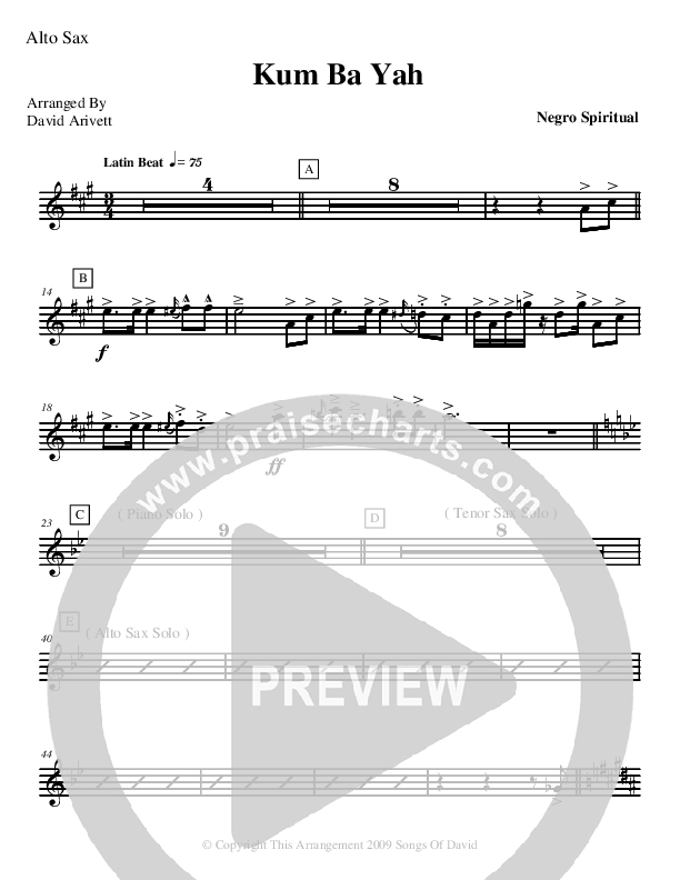 Kum Ba Yah (Instrumental) Alto Sax (David Arivett)