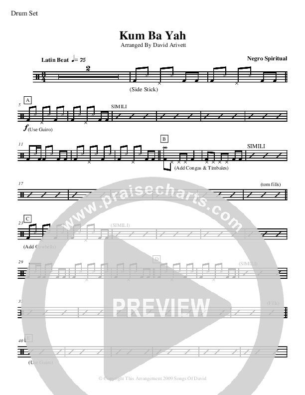 Kum Ba Yah (Instrumental) Drum Set (David Arivett)