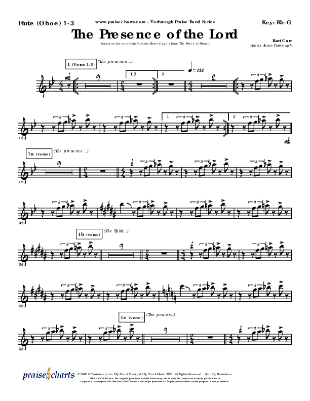 The Presence Of The Lord Is Here Flute/Oboe 1/2/3 (Byron Cage)