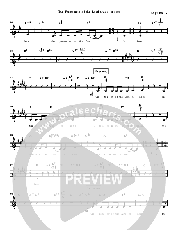 The Presence Of The Lord Is Here Lead Sheet (Byron Cage)