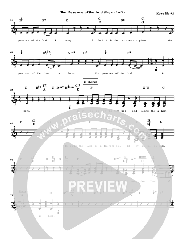 The Presence Of The Lord Is Here Lead Sheet (Byron Cage)