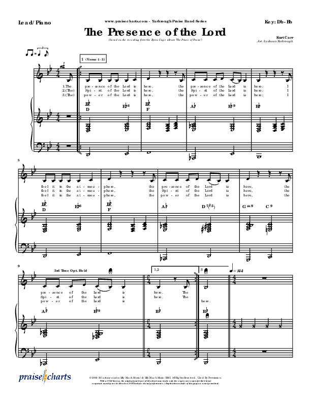 The Presence Of The Lord Is Here Piano/Vocal (Byron Cage)