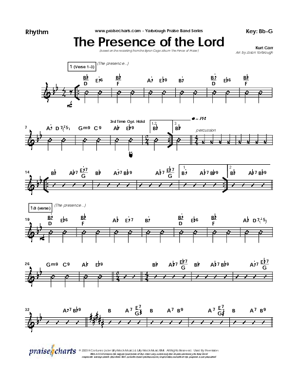 The Presence Of The Lord Is Here Rhythm Chart (Byron Cage)