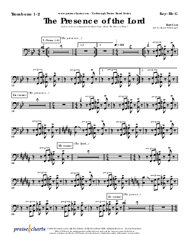 The Presence Of The Lord Is Here Trombone 1/2 (Byron Cage)