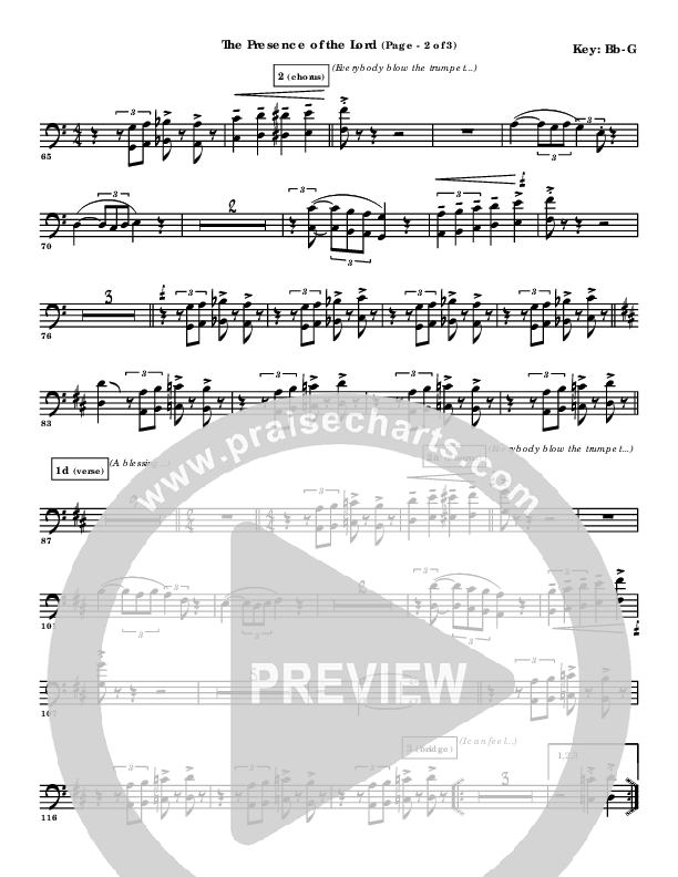 The Presence Of The Lord Is Here Trombone 1/2 (Byron Cage)